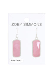 Rose Quartz Rectangle Drop Earrings - SF