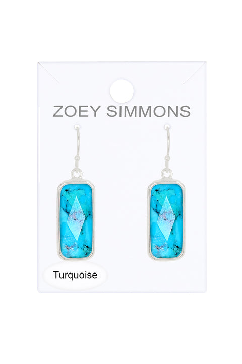 Turquoise Rectangle Drop Earrings - SF