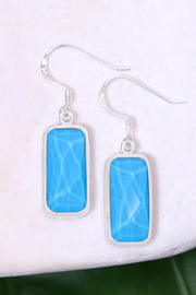 Turquoise Quartz Rectangle Earrings - SF