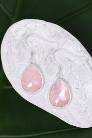 Rose Quartz Teardrop Earrings - SF