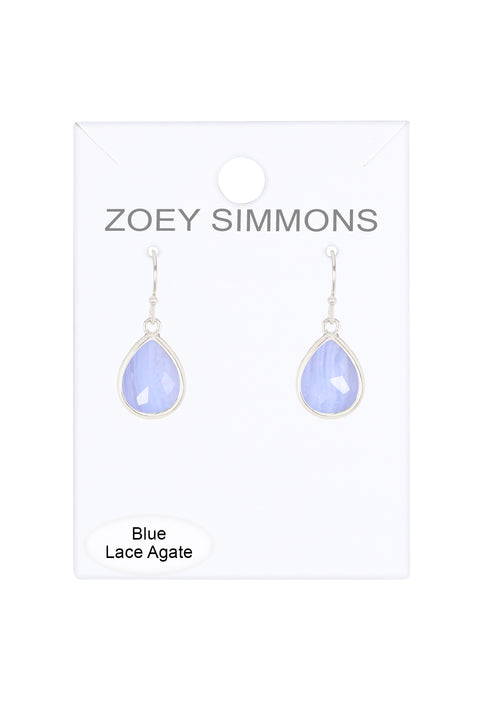 Blue Lace Agate Teardrop Earrings - SF