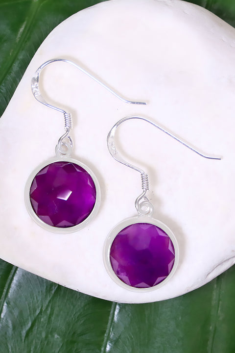 Amethyst Round Earrings - SF