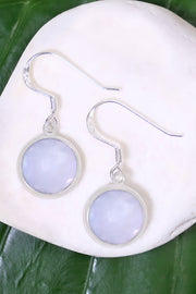 Blue Lace Agate Round Earrings - SF