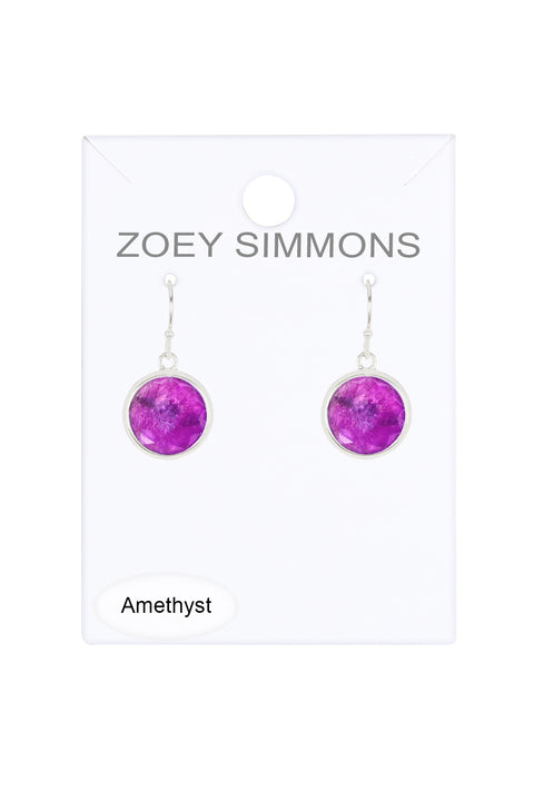 Amethyst Round Earrings - SF