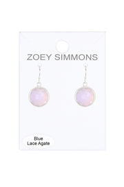 Blue Lace Agate Round Earrings - SF