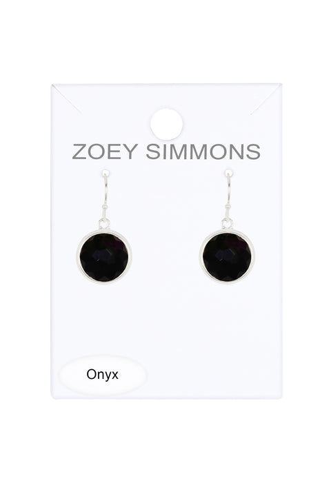 Black Onyx Round Earrings - SF