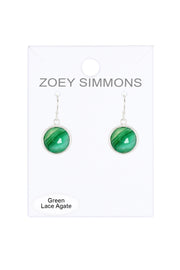 Green Lace Agate Round Earrings - SF