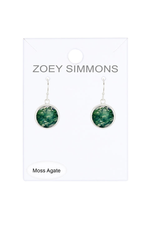 Moss Agate Round Earrings - SF