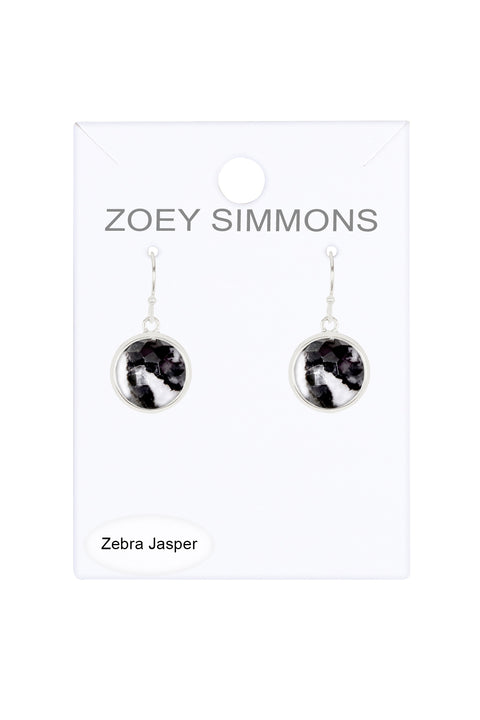 Zebra Jasper Round Earrings - SF