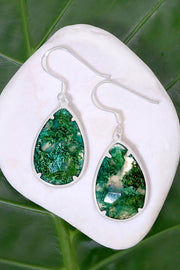 Moss Agate Fancy Cut Drop Earrings - SF