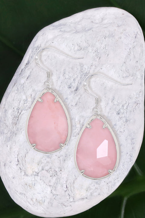 Rose Quartz Fancy Cut Drop Earrings - SF