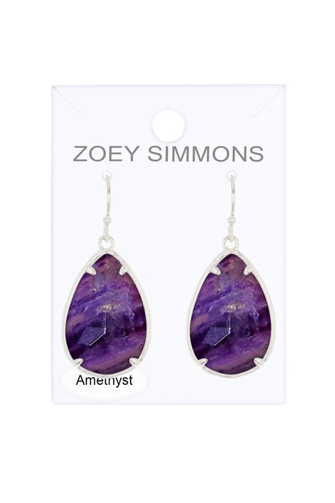 Amethyst Fancy Cut Drop Earrings - SF