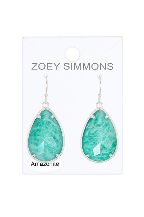 Amazonite Fancy Cut Drop Earrings - SF