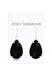 Black Onyx Fancy Cut Drop Earrings - SF