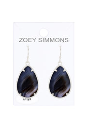 Black Onyx Fancy Cut Drop Earrings - SF