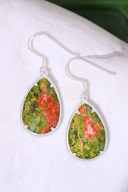 Unakite Fancy Cut Drop Earrings - SF