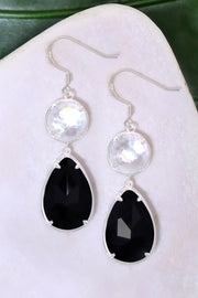 Black Onyx With Pearl Drop Earrings - SF