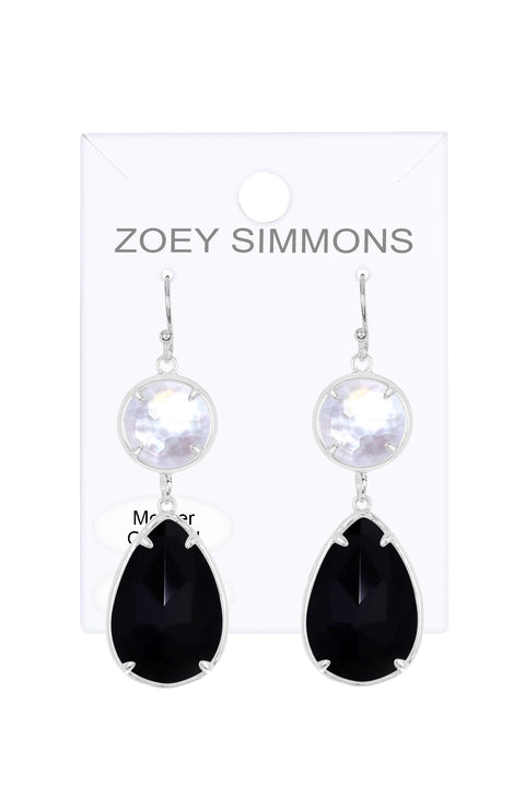 Black Onyx With Pearl Drop Earrings - SF