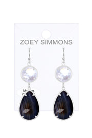 Black Onyx With Pearl Drop Earrings - SF