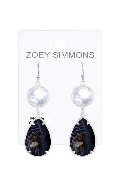 Black Onyx With Pearl Drop Earrings - SF