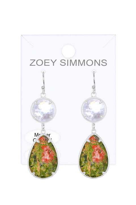 Unakite With Pearl Drop Earrings - SF