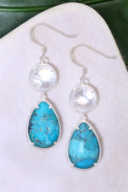 Turquoise With Pearl Drop Earrings - SF