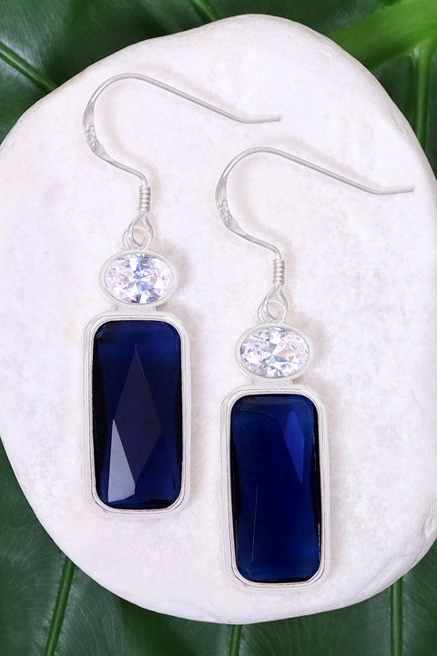 London Blue Crystal Drop Earrings - SF