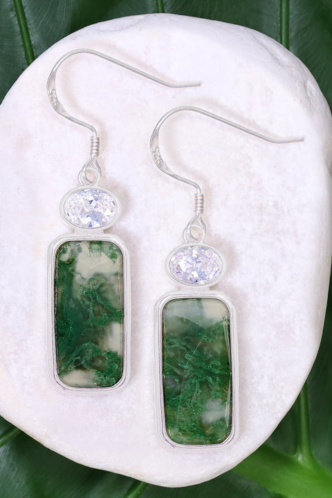 Moss Agate Drop Earrings - SF