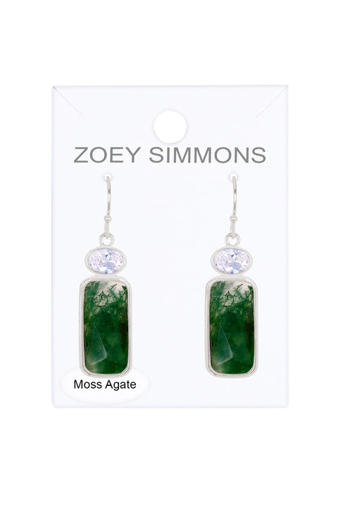 Moss Agate Drop Earrings - SF