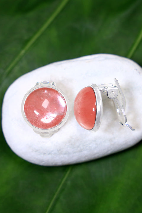 Strawberry Quartz Clip On Earrings - SF