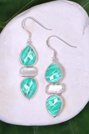 Amazonite With Pearl Drop Earrings - SF