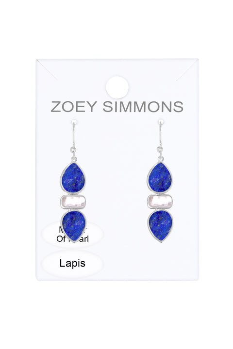 Lapis With Pearl Drop Earrings - SF