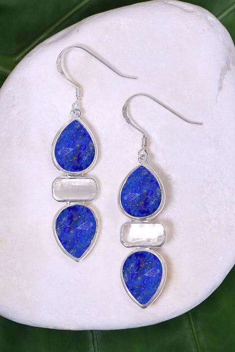 Lapis With Pearl Drop Earrings - SF