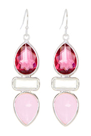 Raspberry Crystal & Rose Crystal Earrings - SF