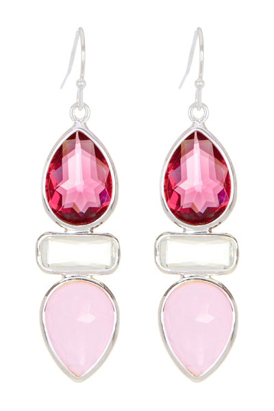 Raspberry Crystal & Rose Crystal Earrings - SF