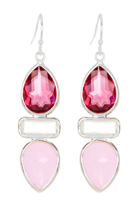 Raspberry Crystal & Rose Crystal Earrings - SF