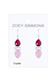Raspberry Crystal & Rose Crystal Earrings - SF