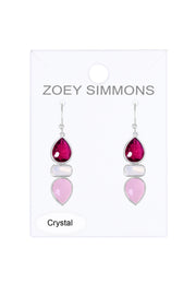 Raspberry Crystal With Pearl Earrings - SF