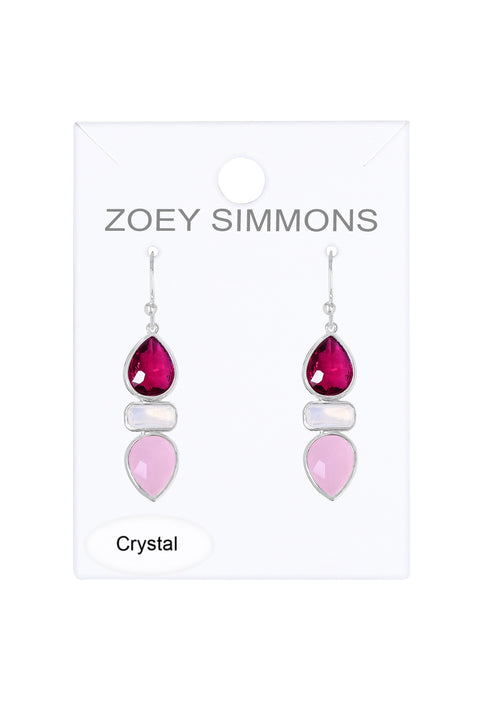 Raspberry Crystal & Rose Crystal Earrings - SF