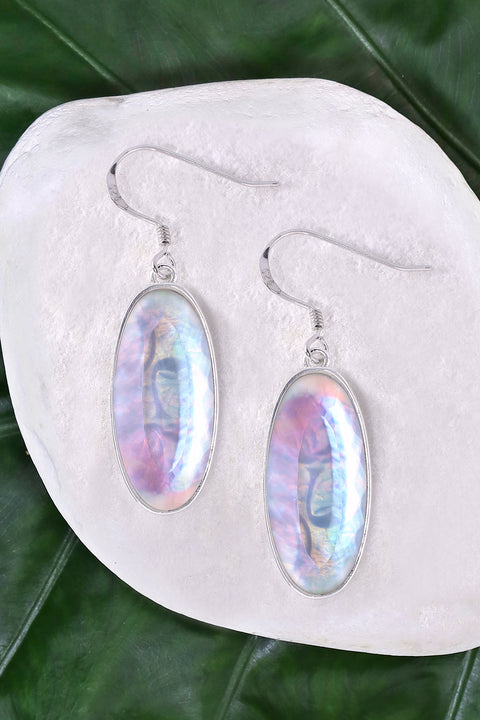 Mother Of Pearl Oval Drop Earrings - SF