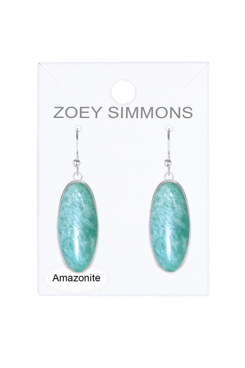 Amazonite Oval Drop Earrings - SF