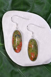 Unakite Oval Drop Earrings - SF