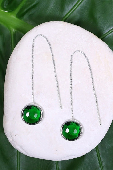 Emerald Crystal Threader Earrings - SF