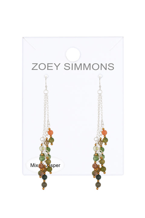 Mixed Jasper Crystal Drop Earrings - SF