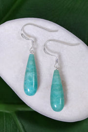 Sterling Silver & Amazonite Water Drop Earrings - SS