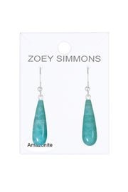 Sterling Silver & Amazonite Water Drop Earrings - SS