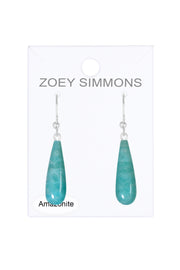 Sterling Silver & Amazonite Water Drop Earrings - SS