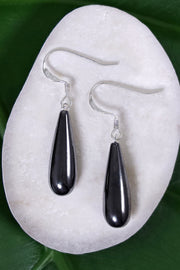 Sterling Silver & Hematite Water Drop Earrings - SS