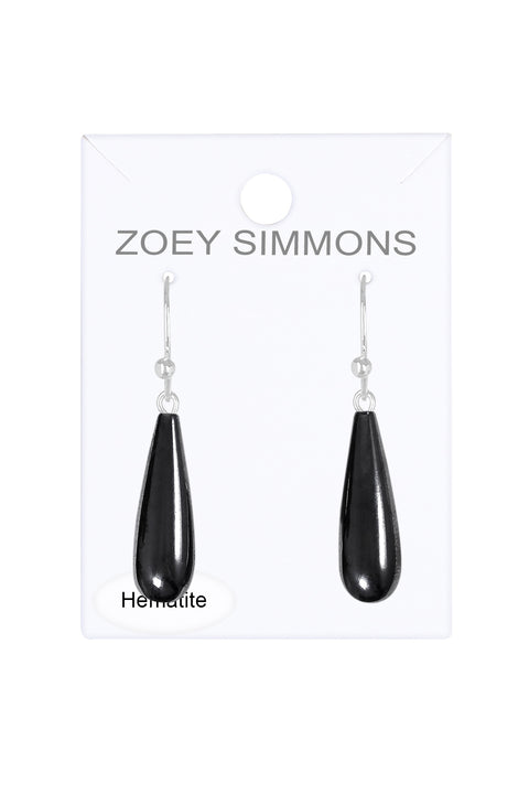 Sterling Silver & Hematite Water Drop Earrings - SS