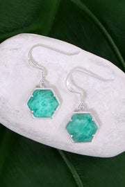 Amazonite Hexagon Drop Earrings - SF